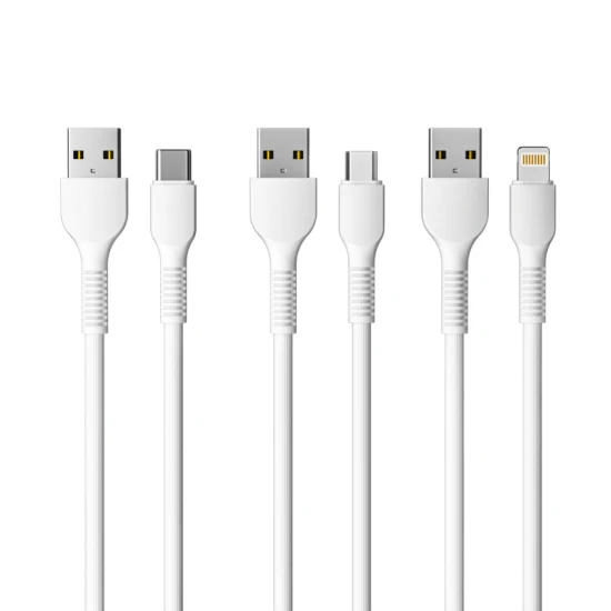 1m 2m 3m 2.4A 3A PVC / TPE Micro USB Type C Lightning USB Cable Wholesale Cell Phone Accessories Data Cable USB Charger Cable for Huawei Xiaomi Samsung Phones